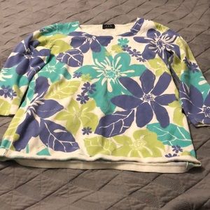 RQT Sparkly Floral 3/4 Sleeve Lightweight Sweater S-M